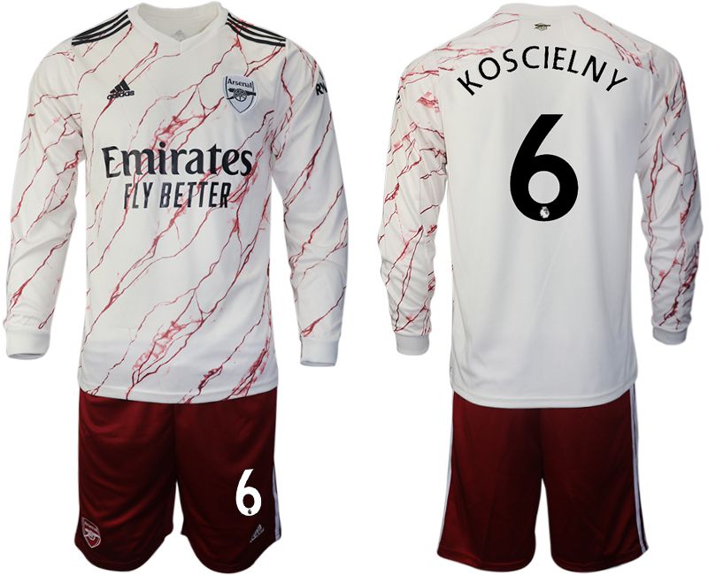 Men 2020-2021 club Arsenal away long sleeve #6 white Soccer Jerseys